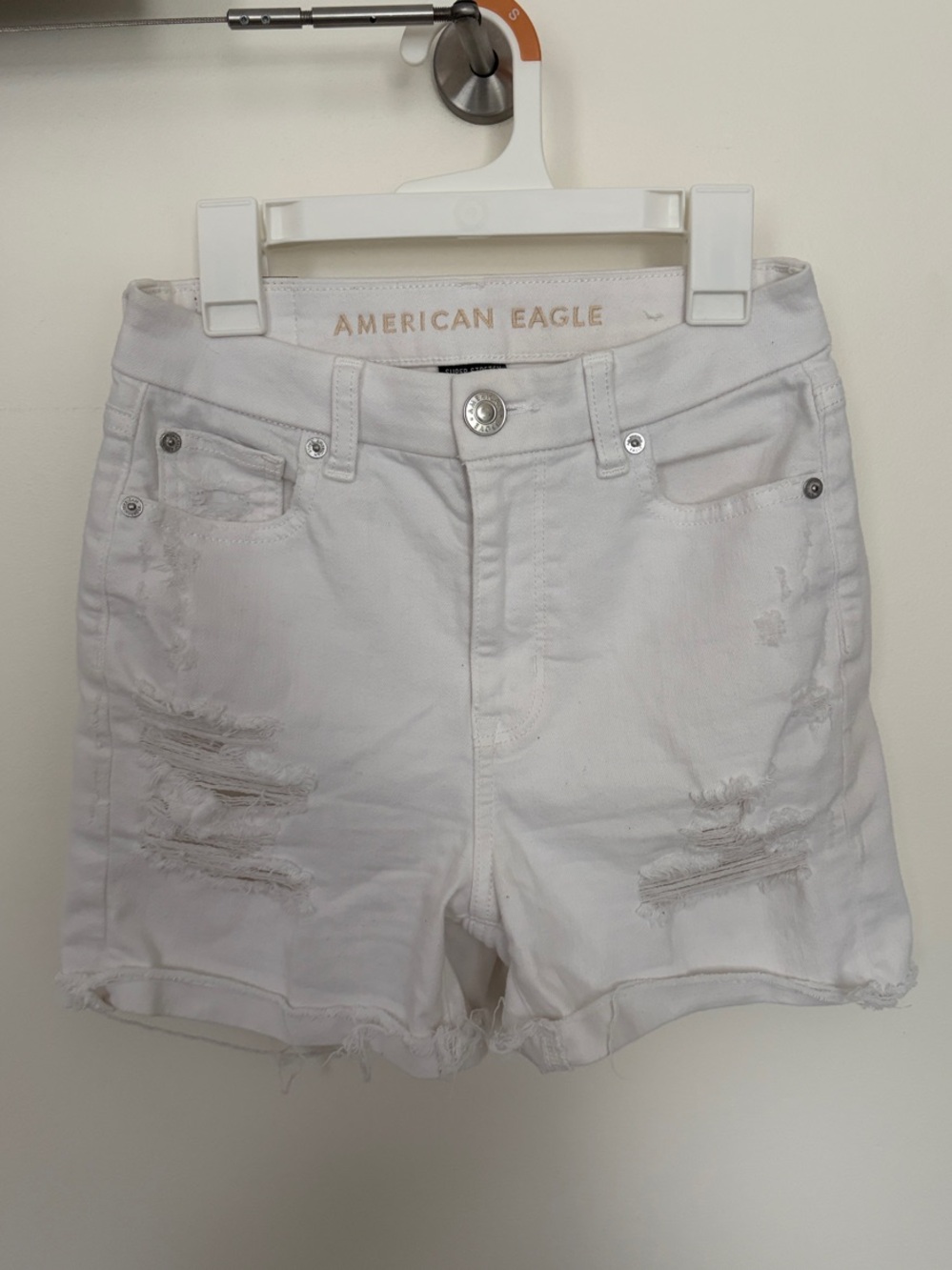 American Eagle Outfitters White Distressed Denim Shorts